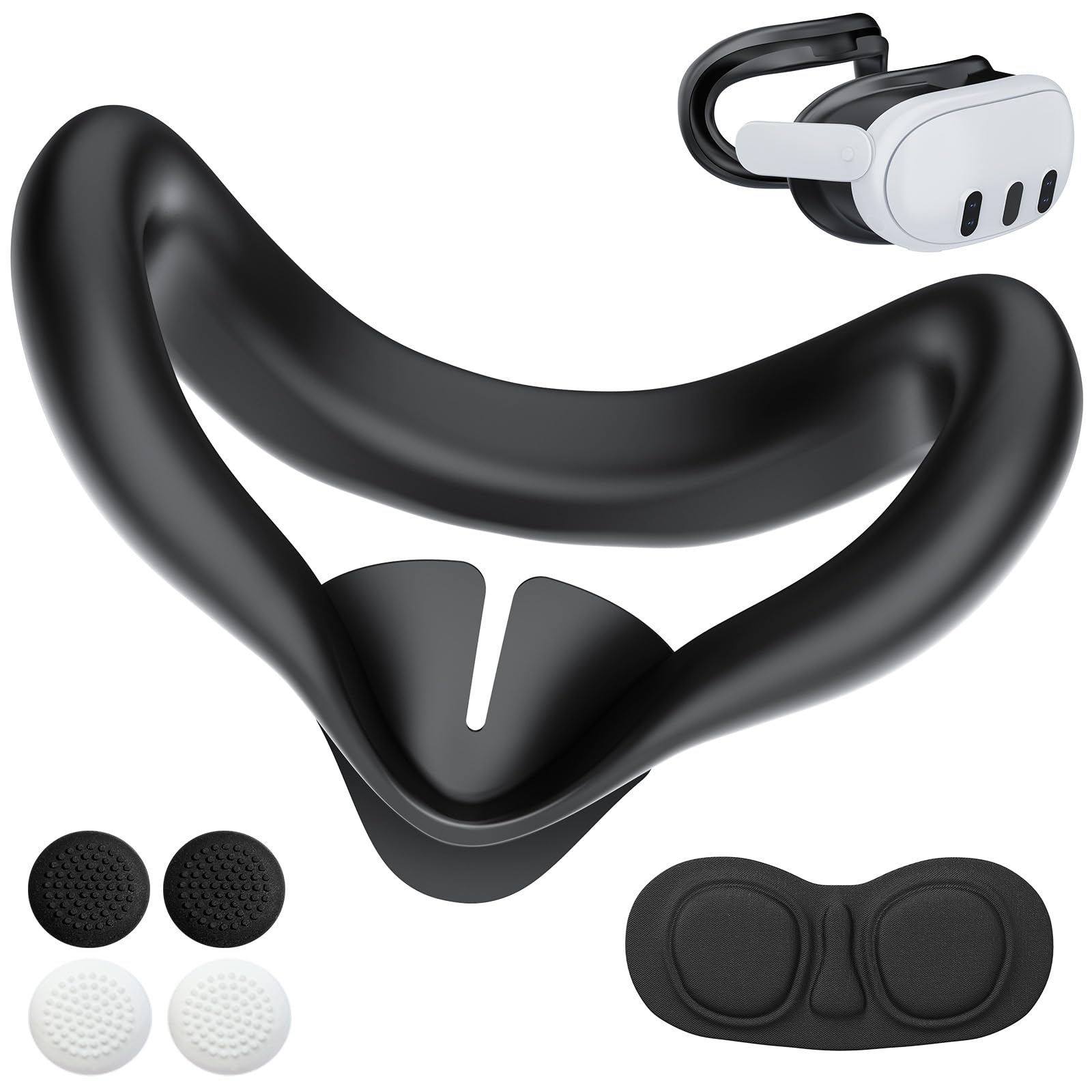 Silicone Face Pad Cover Kit for Meta Quest 3  Specially Designed for Meta Quest 3 Facial Interface  for Meta Quest 3 Accessories  EVA Lens Cap  Rocker Cap