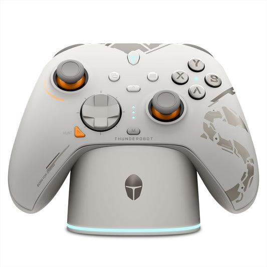 Thunderobot G80 1000HZ Wireless Gaming Controller for NS/PC/iOS/Android with Charging Dock Hall-effect Adjustable Joystick Dual-Mode Force-Switch Triggers Optical Micro Switches (White) [android ios]