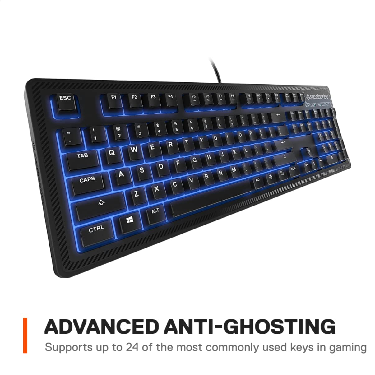 SteelSeries Apex 100 Gaming Keyboard - Tactile & Silent - Blue LED Backlit - Splash Resistant - Model 64435
