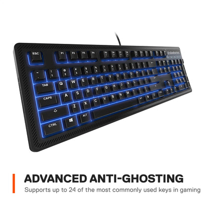SteelSeries Apex 100 Gaming Keyboard - Tactile & Silent - Blue LED Backlit - Splash Resistant - Model 64435