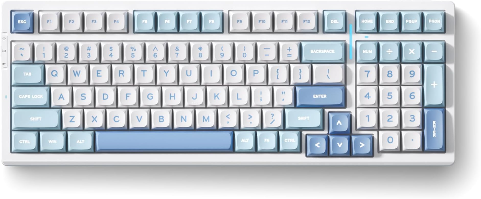 MCHOSE G98 PRO Wireless Gaming Keyboard  Tri-Mode Connection Mechanical Keyboard  Hot Swappable Custom Gasket Structure  Pre-lubed Linear Switches  Double Shot PBT Keycaps  RGB LED Backlit  Blue&White
