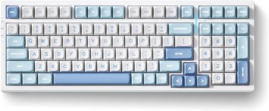MCHOSE G98 PRO Wireless Gaming Keyboard  Tri-Mode Connection Mechanical Keyboard  Hot Swappable Custom Gasket Structure  Pre-lubed Linear Switches  Double Shot PBT Keycaps  RGB LED Backlit  Blue&White