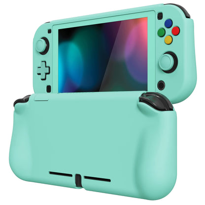 PlayVital ZealProtect Case for Nintendo Switch Lite - Hard Shell, Ergonomic Grip, Screen Protector, Thumb & Button Caps - Misty Green