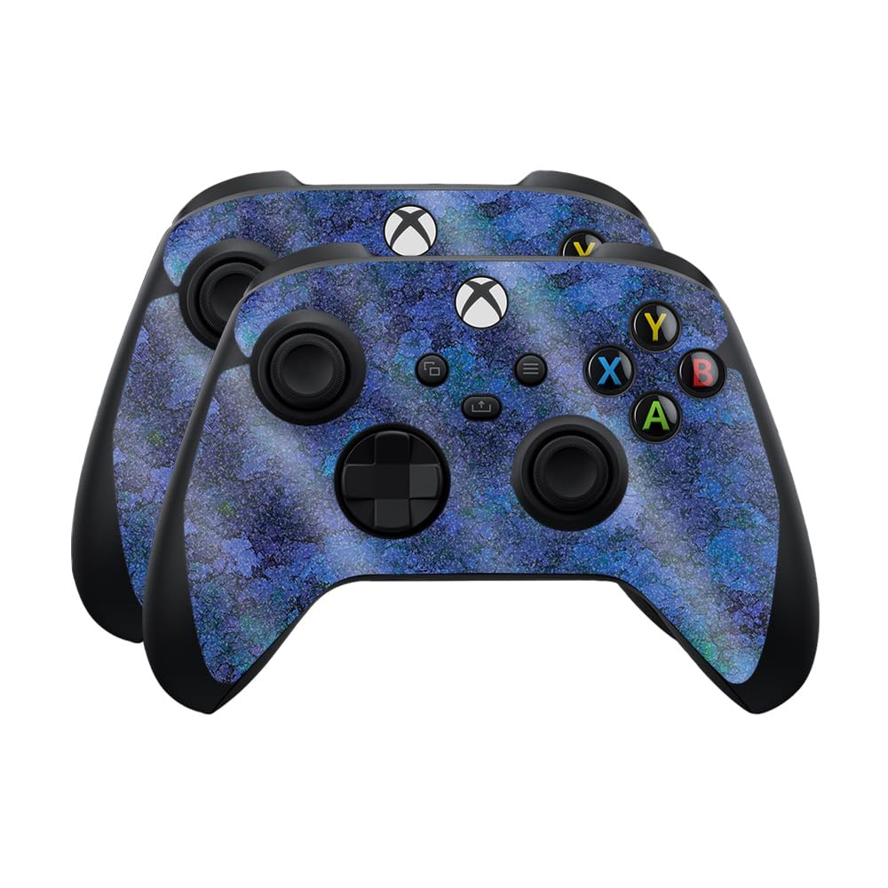 Glossy Glitter Skin Compatible with Microsoft Xbox Series X|S Controller (2 Pack) - Blue Ice - Premium 3M Vinyl Protective Wrap Decal Cover - Easy to Apply | Crafted in The USA by MightySkins