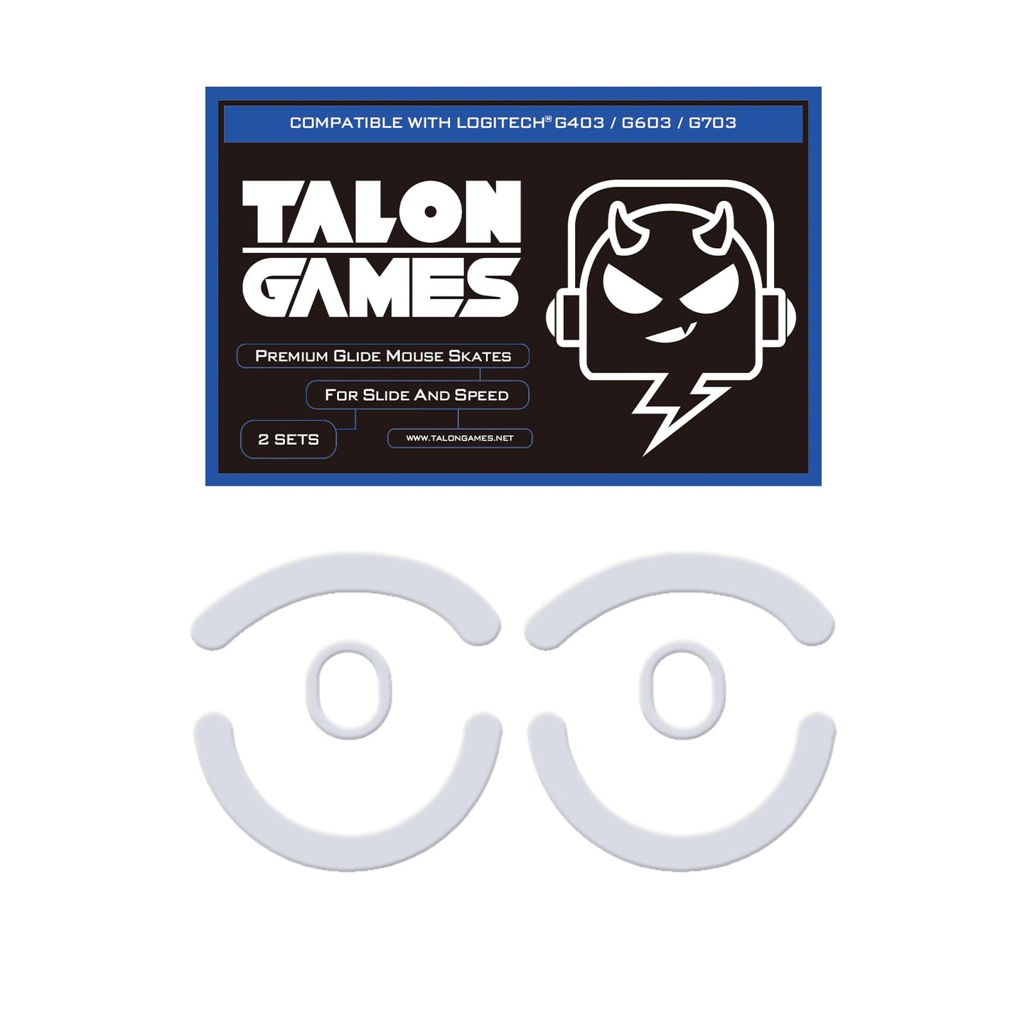 2Sets of TALONGAMES Rounded Curved Edges Mouse Feet Skates Compatible with Logitech G703 / G603 / G403 Gaming Mouse Feet Replacement 0.8mm Pure PTFE Material with Super Smooth Glide Pads