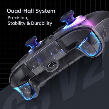 Machenike G3V2 Bluetooth Controller - RGB Lighting, Hall Effect Joysticks, 1000mAh Battery, Programmable Buttons, Black