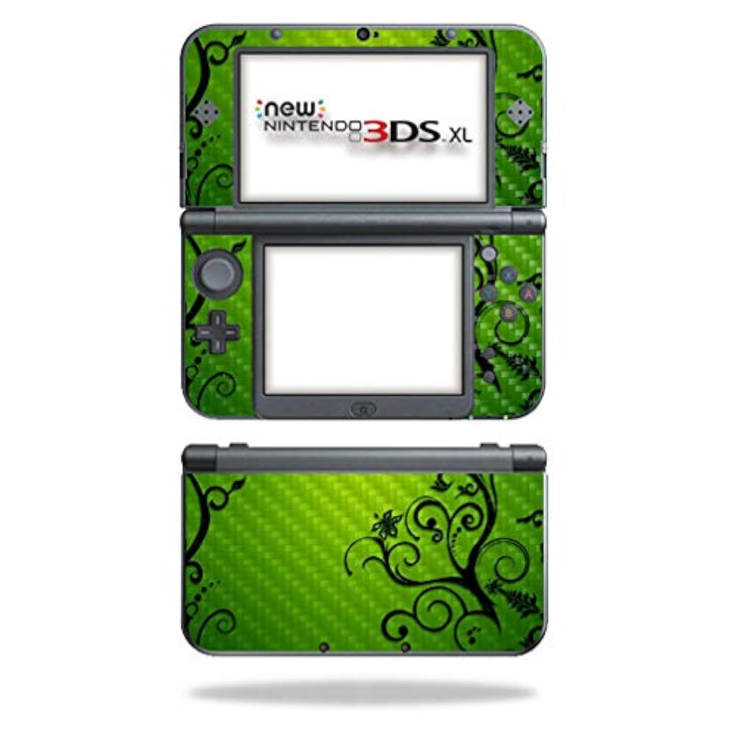 MightySkins Carbon Fiber Skin for Nintendo New 3DS XL (2015) - Floral Flourish | Protective  Durable Textured Carbon Fiber Finish | Easy to Apply  Remove  and Change Styles | Made in The USA