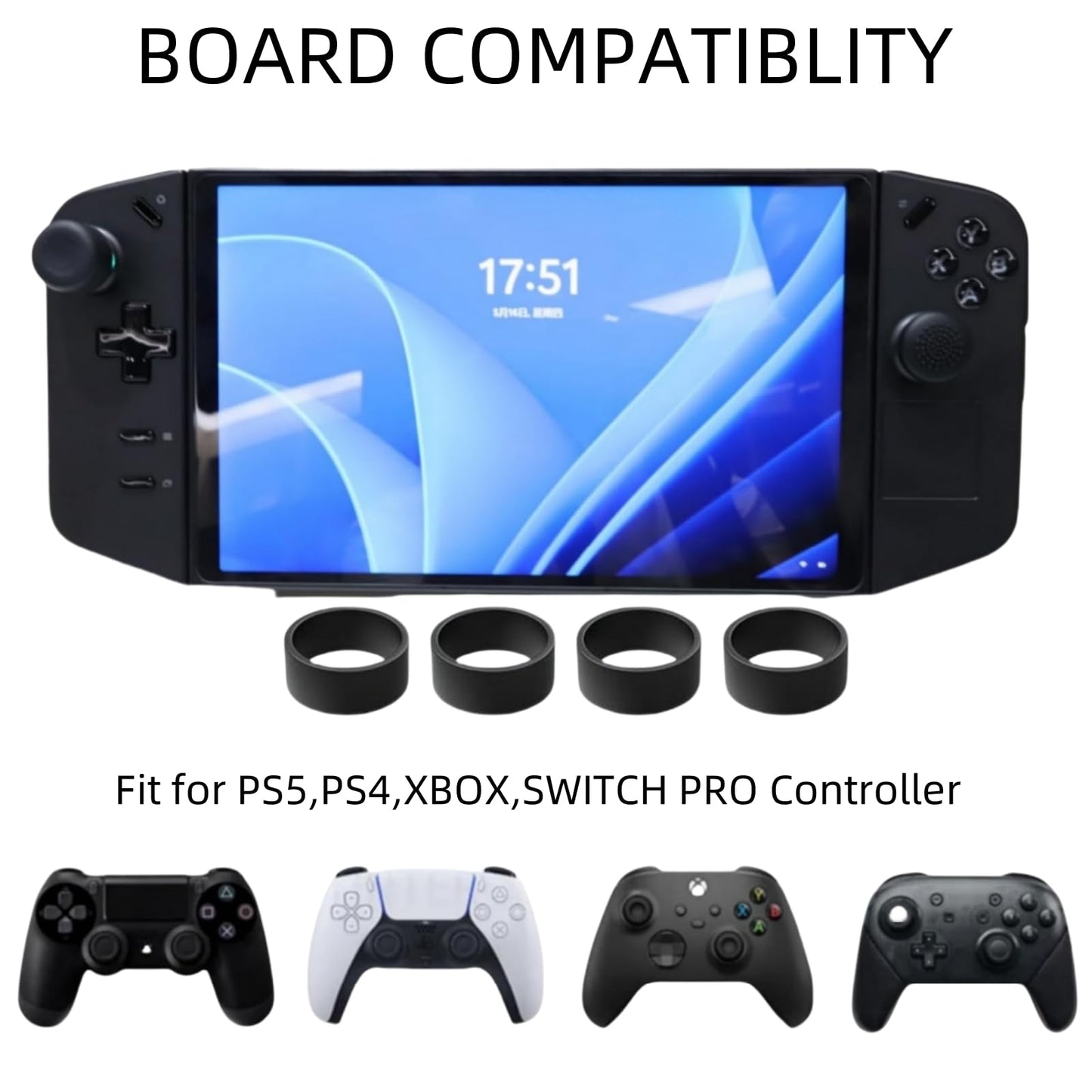TGDPLUE Thumb Grip Caps for Lenovo Legion Go/Rog Ally X/PS5 Portal - Black Joystick Protectors