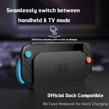 PlayVital Switch 2 Beyond-Grip Dockable Case - Ergonomic Grips, Military-Grade Protection, 2 Joystick Caps, Blue & Orange