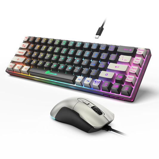 GEODMAER 65% Gaming Keyboard and Mouse Combo  RGB Backlit Keyboard + 7200 DPI Gaming Mouse  Ultra-Compact Anti-Ghosting Wired Keyboard and Mouse for PC Laptop Gamer