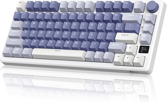 RK ROYAL KLUDGE M75 Mechanical Keyboard with OLED Smart Display and Volume Knob  2.4G/USB-C/BT Gasket Mounted 75% Layout Wireless Gaming Keyboard with 81 Keys  RGB Backlit Hot-Swappable Brown Switch