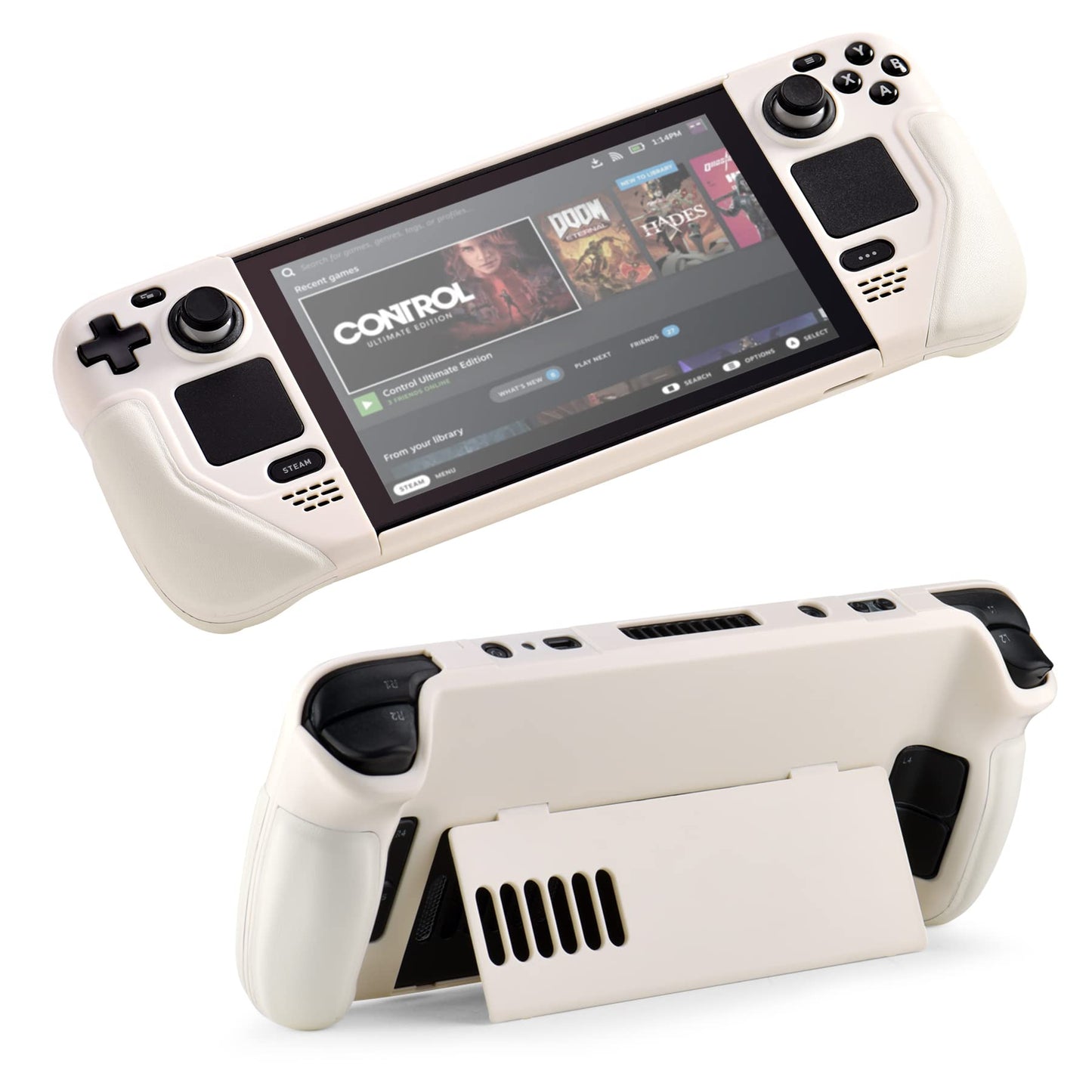 UYIYE Steam Deck Kickstand Case - TPU Material, White Color, Model STCASE-FT009