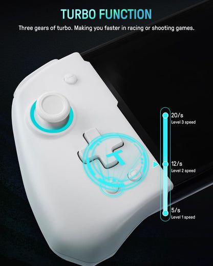 FUNLAB Switch Joypad Controllers - Customizable with Hall Effect Joysticks, Luminous Design, White-Eyes Pattern, 7 LED Colors