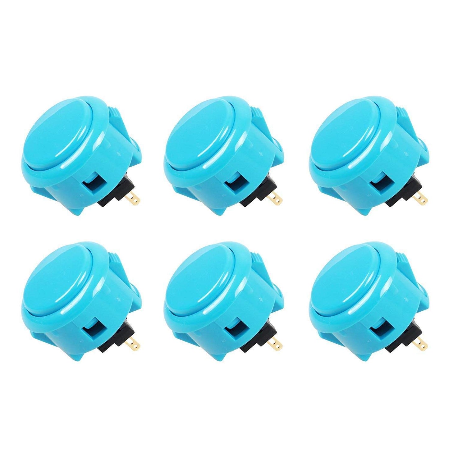 SANWA 6 pcs OBSF-30 Original Push Button 30mm - for Arcade Jamma Video Game & Arcade Joystick Games Console (Blue) SatNWA