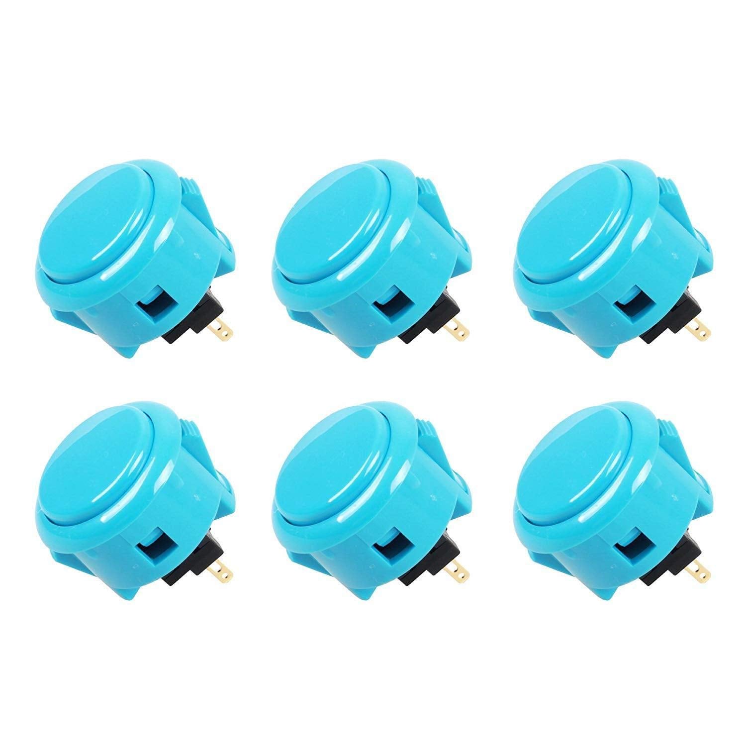 SANWA 6 pcs OBSF-30 Original Push Button 30mm - for Arcade Jamma Video Game & Arcade Joystick Games Console (Blue) SatNWA