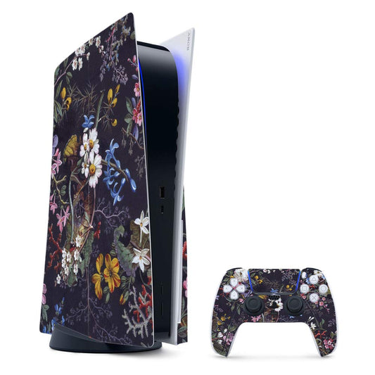 MightySkins Gaming Skin for PS5 / Playstation 5 Bundle - Midnight Blossom | Protective Viny wrap | Easy to Apply and Change Style | Made in The USA