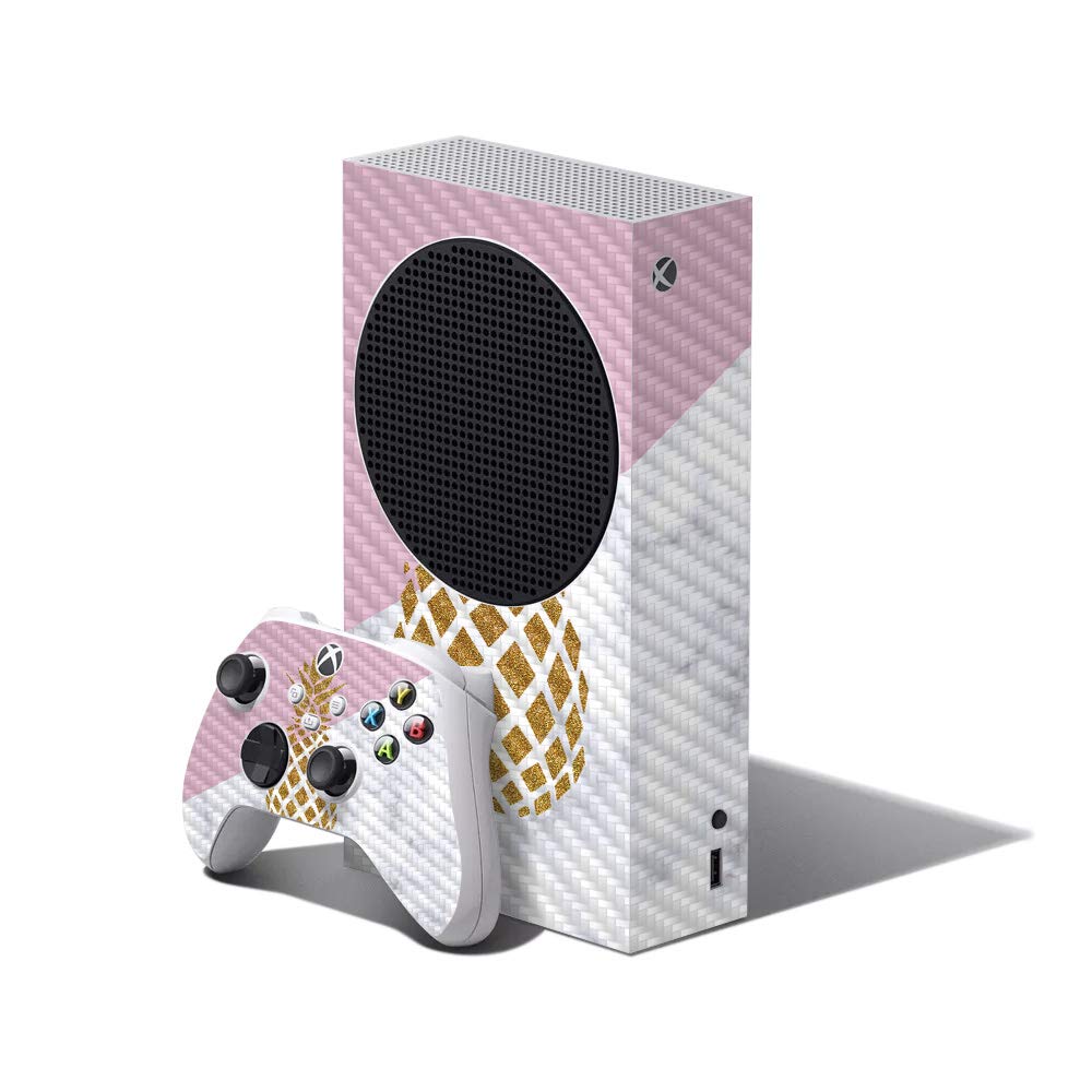 MightySkins Carbon Fiber Skin Compatible with Xbox Series S Bundle - Pretty Pineapple | Protective  Durable Textured Carbon Fiber Finish | Easy to Apply | Made in The USA