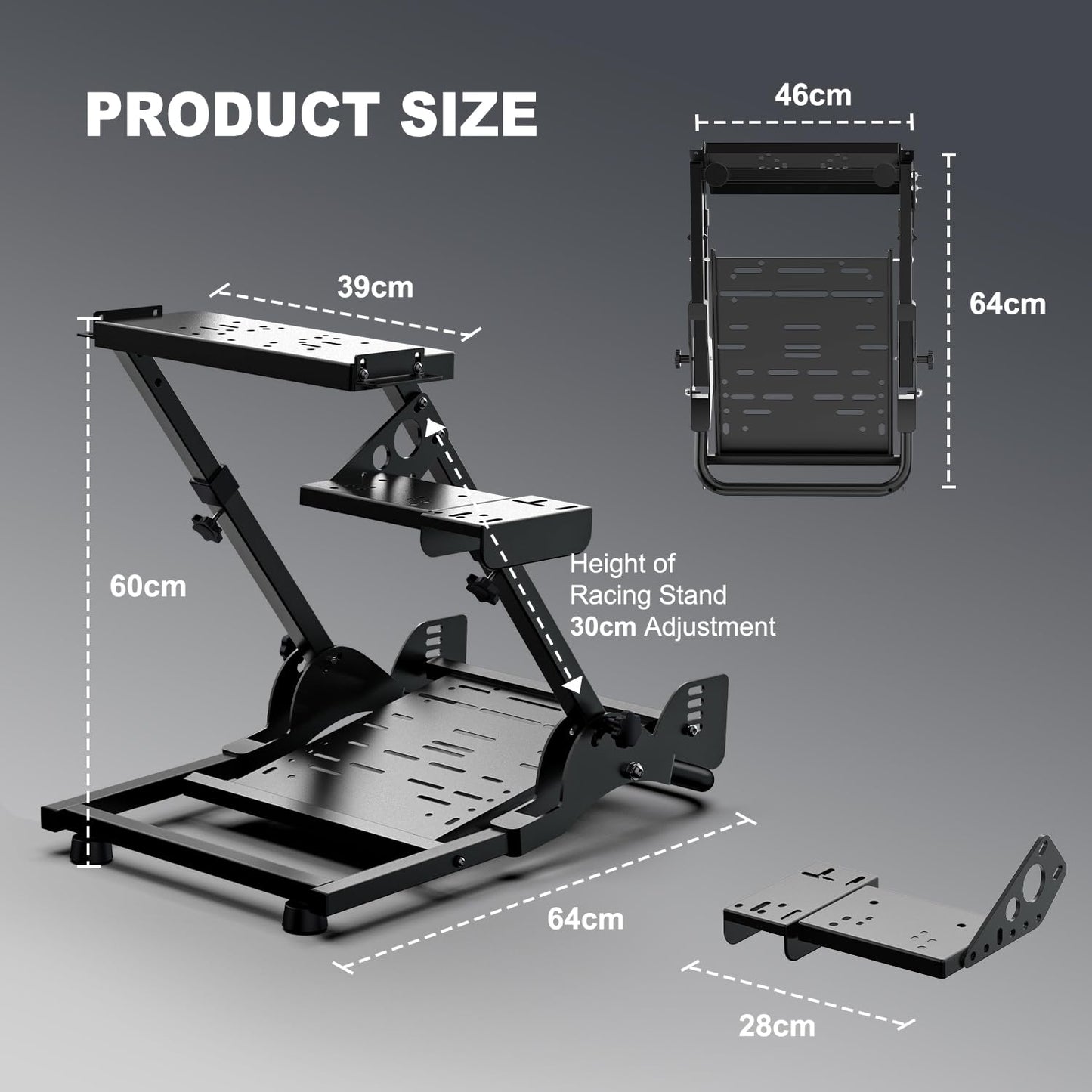 PXN Racing Wheel Stand with Shifter Mount for V10 V99 T300RS G27 G920 - Black