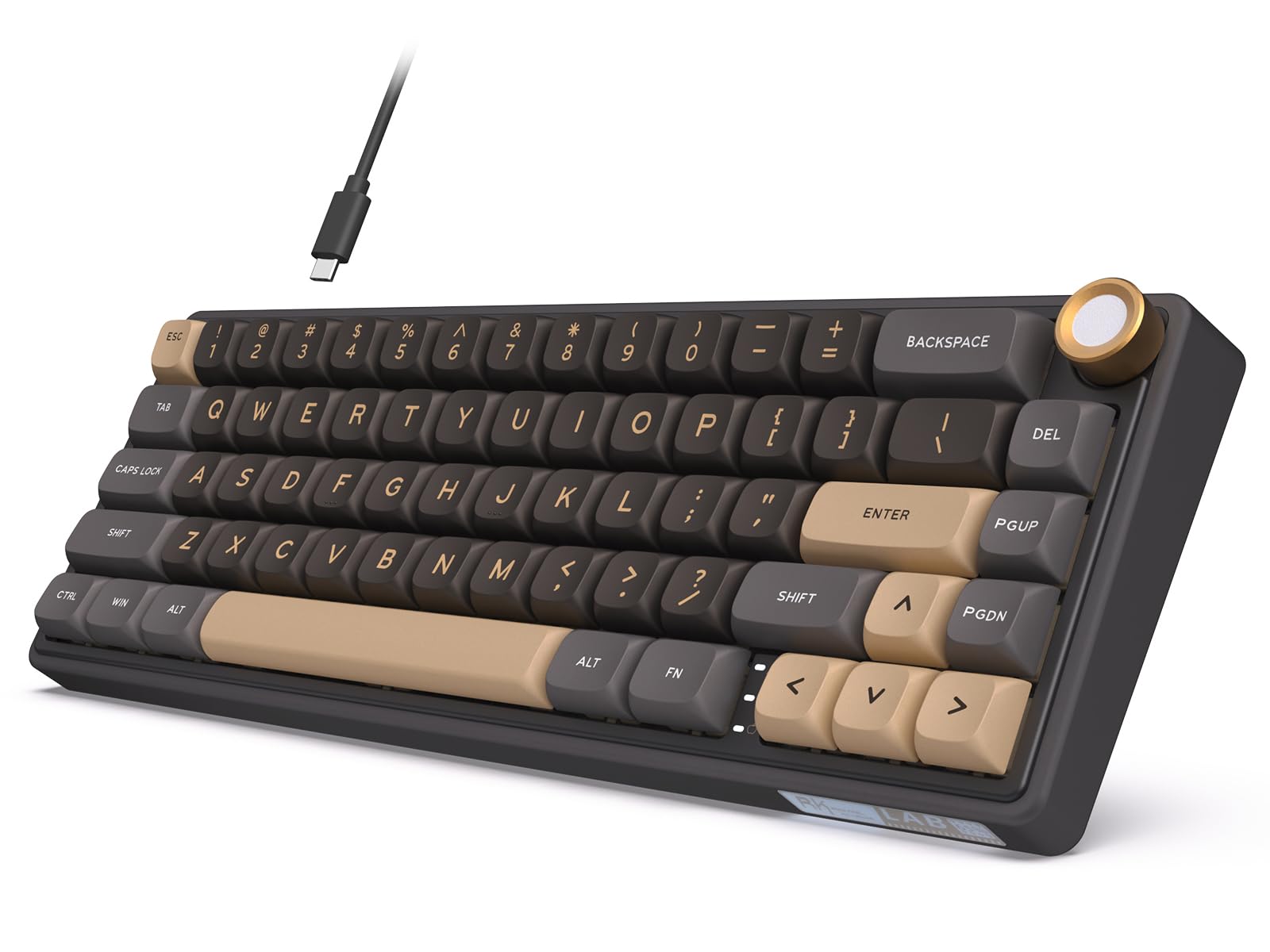 RK ROYAL KLUDGE R65 Wired Gaming Keyboard with Volume Knob  60% Percent RGB Backlit Mechanical Keyboard Gasket Mount with PBT Keycaps  MDA Profile  QMK/VIA  66 Keys Hot Swappable Cream Switch  Black
