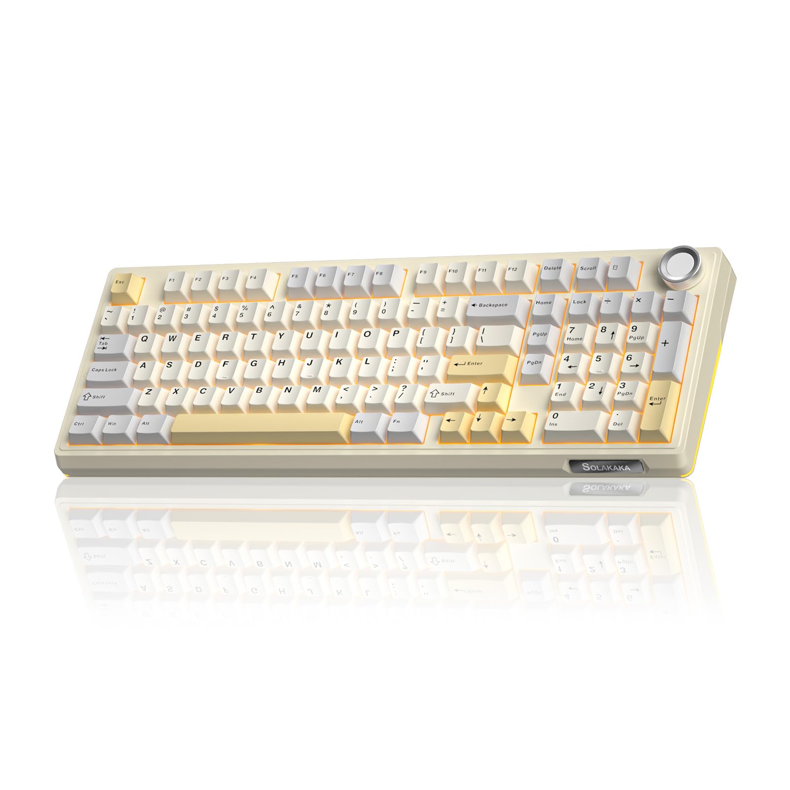 SOLAKAKA KI99 Pro 96% Wireless Mechanical Gaming Keyboard  Creamy Keyboard with Number Pad  Hot-Swappable Pre-Lubed Switches  Gasket Structure RGB Keyboards for Gamer/PC/Laptop(Beige White)