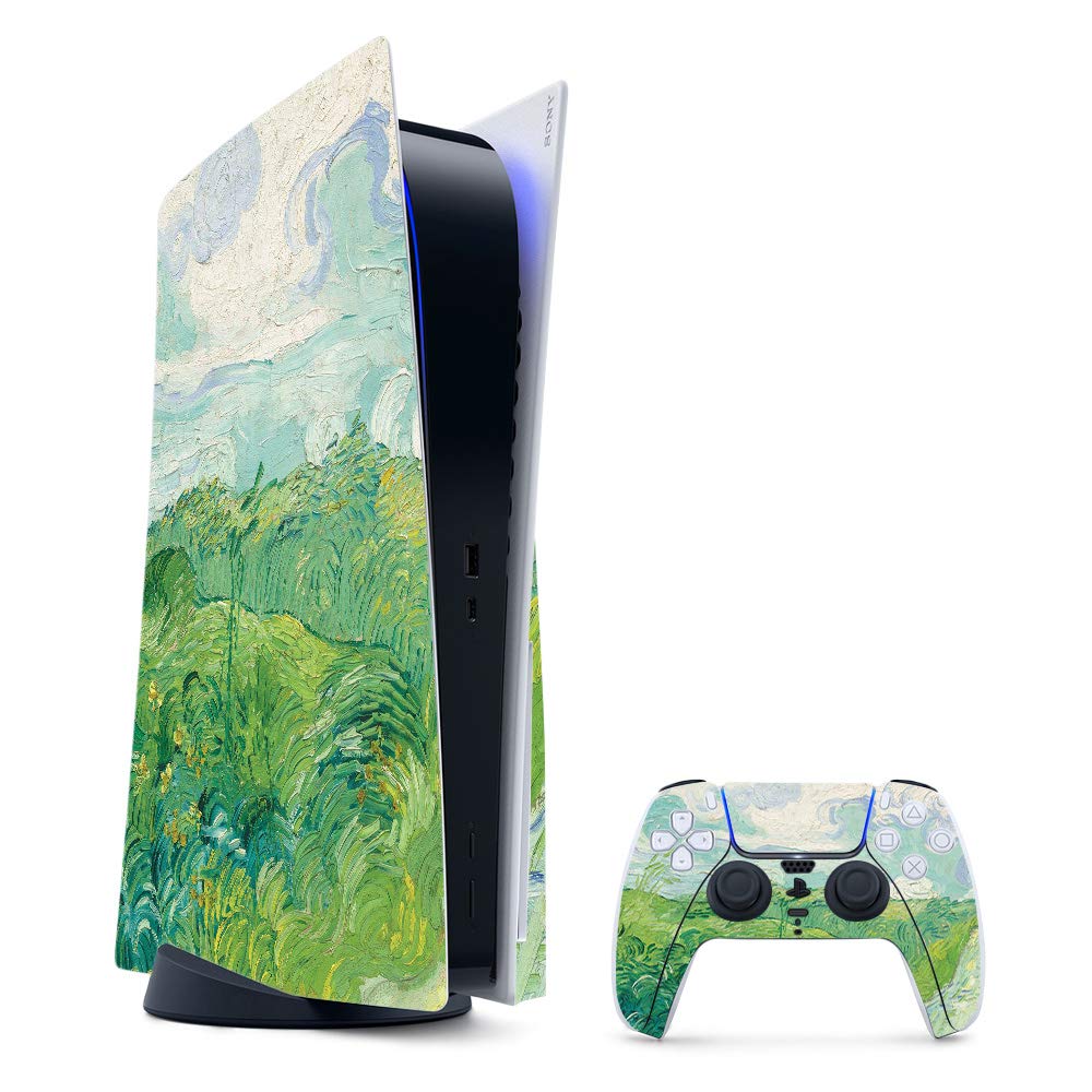 MightySkins Gaming Skin for PS5 / Playstation 5 Bundle - Green Wheat Fields | Protective Viny wrap | Easy to Apply and Change Style | Made in The USA