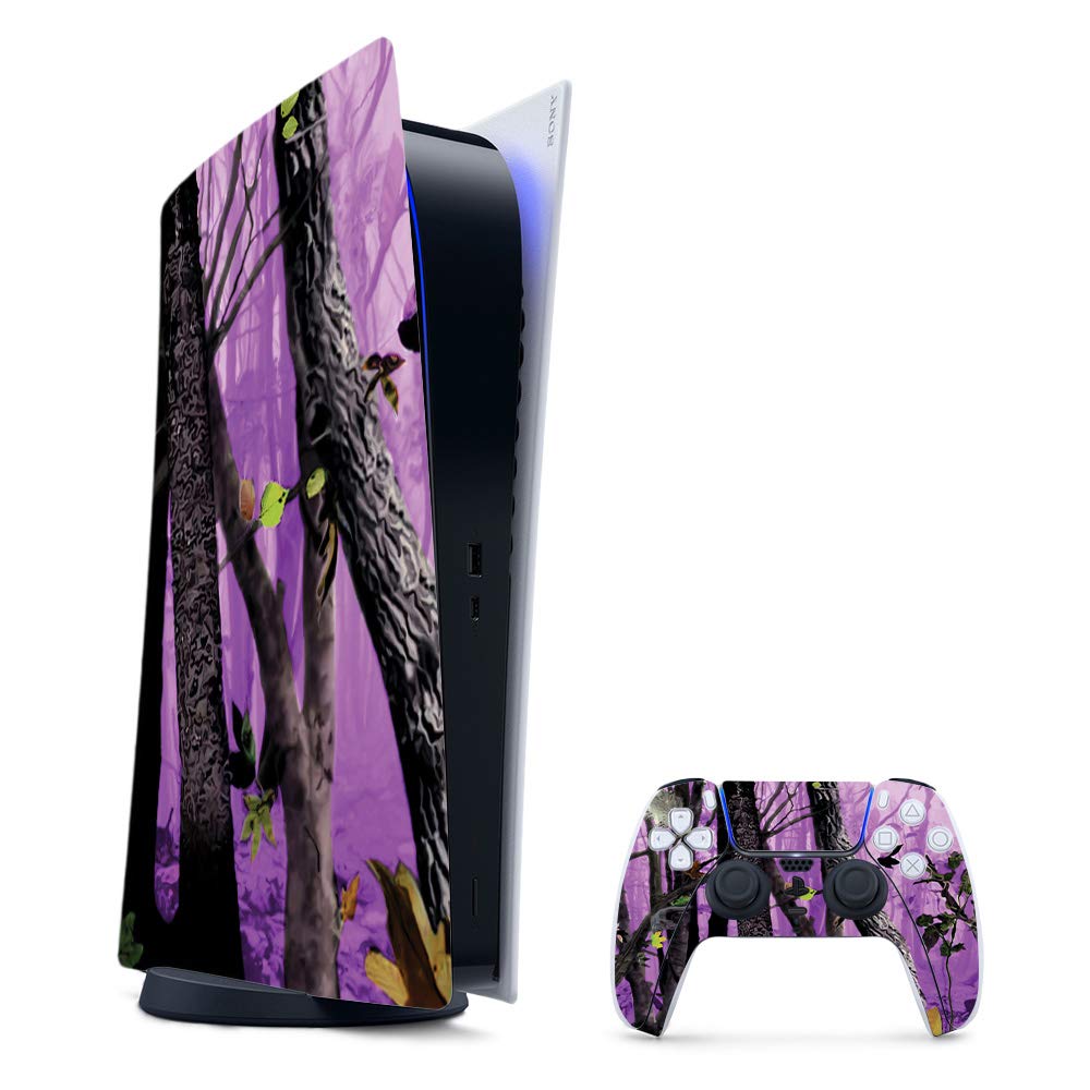 MightySkins Gaming Skin for PS5 / Playstation 5 Digital Edition Bundle - Purple Tree Camo | Protective Viny wrap | Easy to Apply and Change Styles | Made in The USA