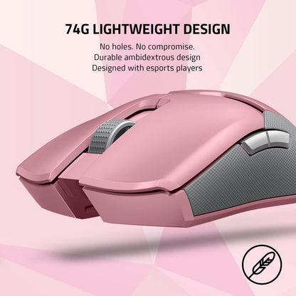 Razer Viper Ultimate Wireless Gaming Mouse with RGB Dock - 20K DPI, 70 Hr Battery, 78g - Quartz Pink