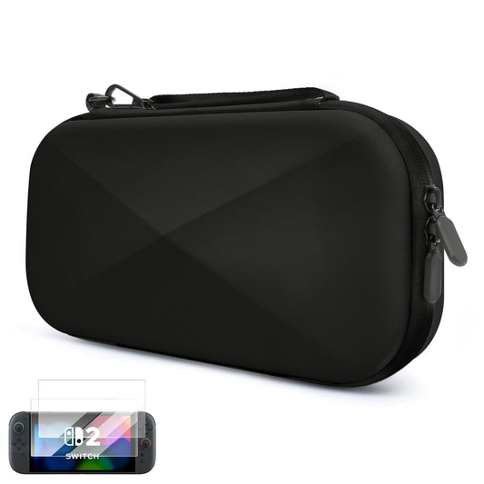 MeloSync Slim Carrying Case for Nintendo Switch 2 Model 2025  Odorless & Scratch-Resistant Protective with 12 Game Card sections  2 Free Screen Protectors  Portable Tpartyl Storage Case black