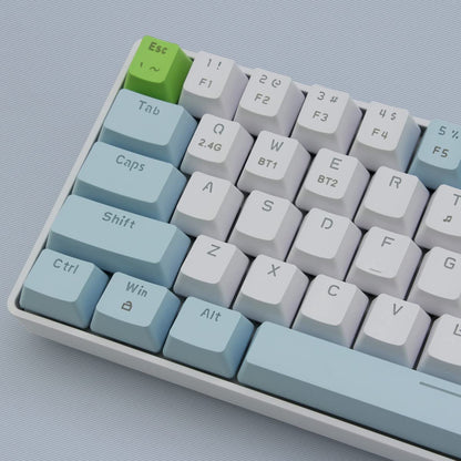 Qisan 60% Mechanical Gaming Keyboard - Dual Mode 2.4G/BT, Red Switch, 68 Keys, Blue & White Combo Color, US Layout