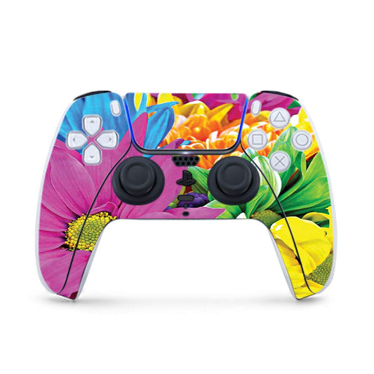 MightySkins Gaming Skin for PS5 / Playstation 5 Controller - Colorful Flowers | Protective Viny wrap | Easy to Apply and Change Style | Made in The USA
