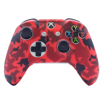 Hikfly Silicone Gel Controller Cover for Xbox One/S/X - 2 Camouflage Covers & 8 Thumb Grip Caps - Blue/Red