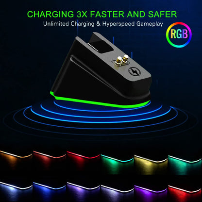 ODIER Mouse Charging Dock for Razer Viper Ultimate, Naga Pro, DeathAdder V2 Pro - RGB Lights, Magnetic Charging, Model GAME-YX-599