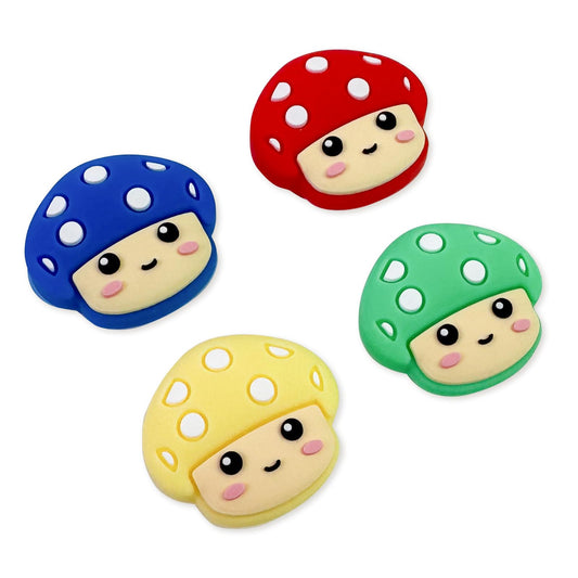 Flyingmage Switch Joycon Thumb Grips Caps  4 PCS Cute Kawaii 3D Silicone Analog Thumbstick Button Cover Compatible with Nintendo Switch Lite/OLED Joystick Caps (Multicolor Mushroom)