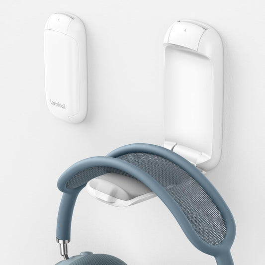 Lamicall Headphone Stand  Sticky Headset Holder - Foldable Headphone Holder Hook Mount  Adhesive Headset Hanger Clip Under Desk  Earphone Clamp for Airpods Max  HyperX  Sennheiser  White