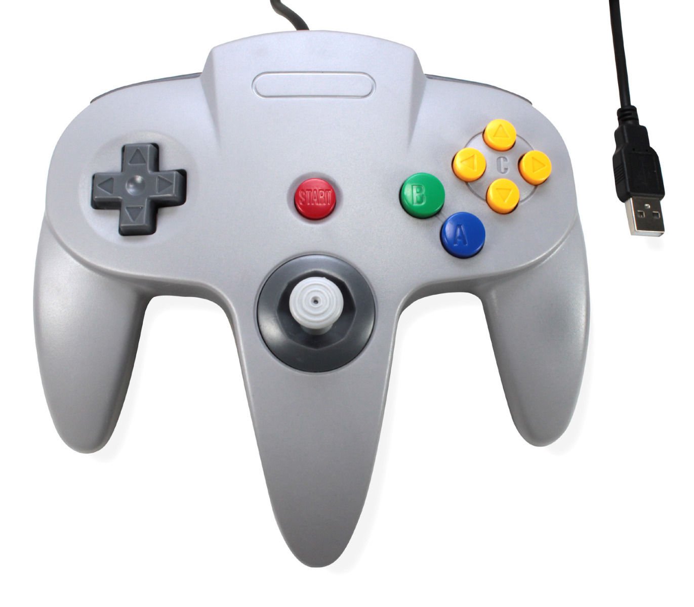 3rd Party N64 Retro USB Wired Controller for PC and MAC - Grey, Model 898456659350