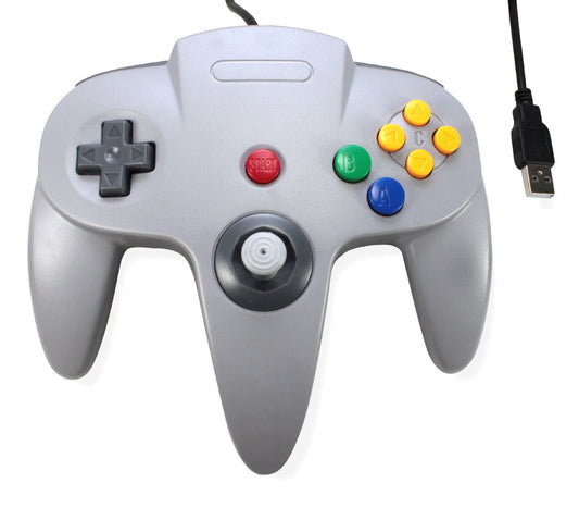3rd Party N64 Retro USB Wired Controller for PC and MAC - Grey, Model 898456659350