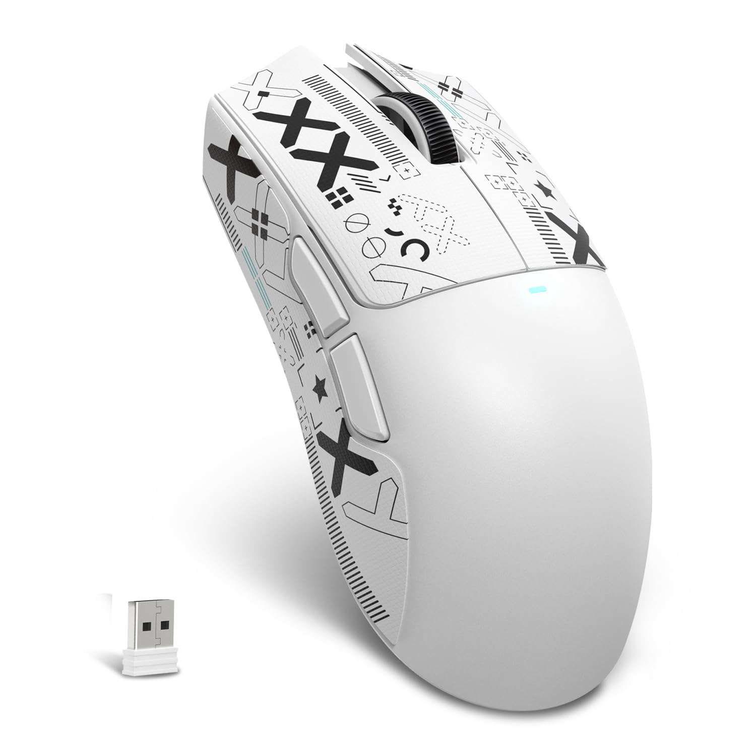 ATTACK SHARK X11SE Ultra-Light Wireless Gaming Mouse - 22KDPI, 5 Programmable Buttons, BT5.2/Type-C/2.4G, White Griptape