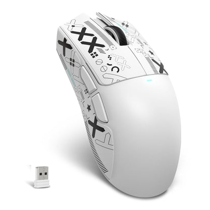 ATTACK SHARK X11SE Ultra-Light Wireless Gaming Mouse - 22KDPI, 5 Programmable Buttons, BT5.2/Type-C/2.4G, White Griptape