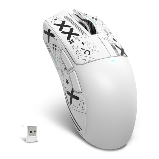 ATTACK SHARK X11SE Ultra-Light Wireless Gaming Mouse - 22KDPI, 5 Programmable Buttons, BT5.2/Type-C/2.4G, White Griptape