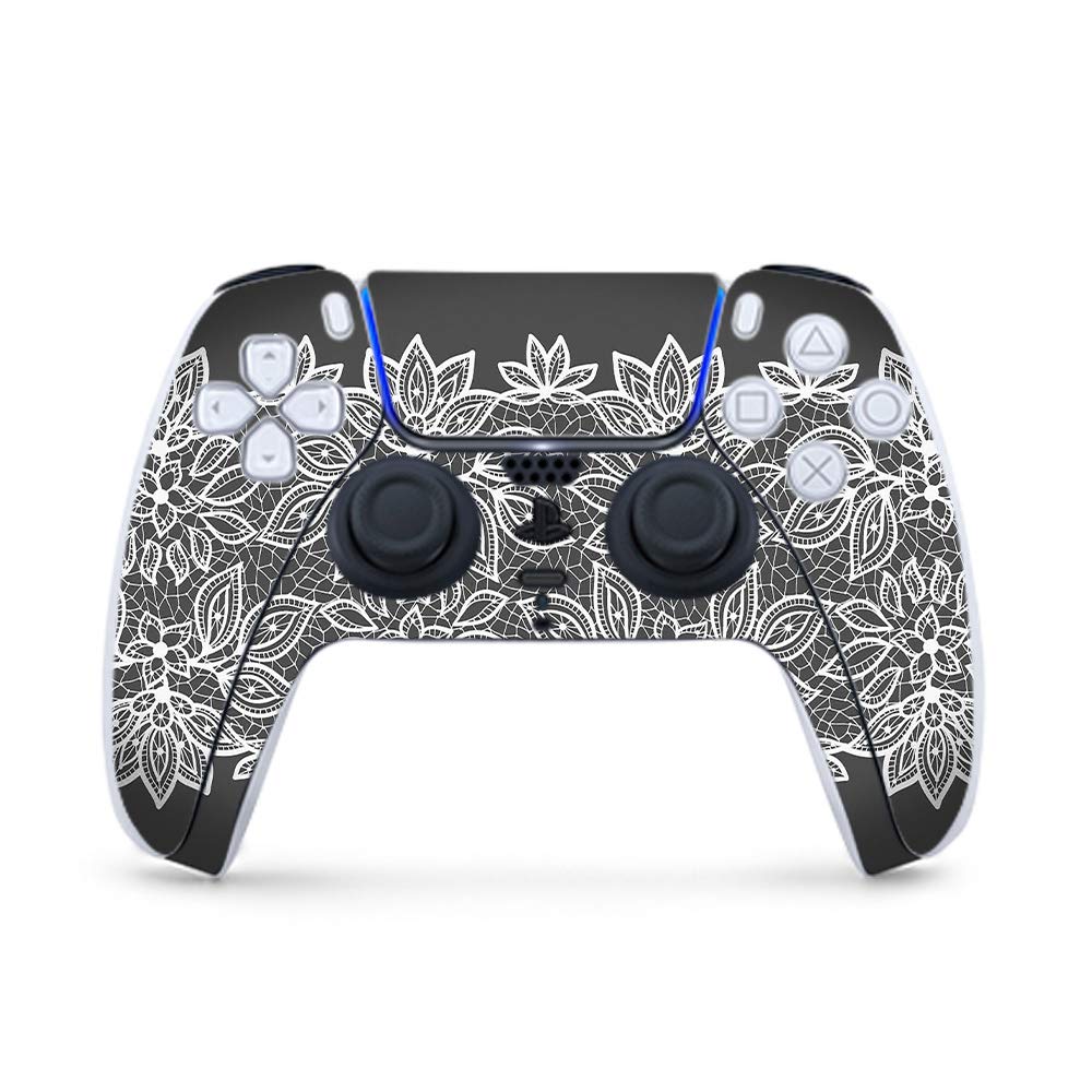 MightySkins Gaming Skin for PS5 / Playstation 5 Controller - Floral Lace | Protective Viny wrap | Easy to Apply and Change Style | Made in The USA