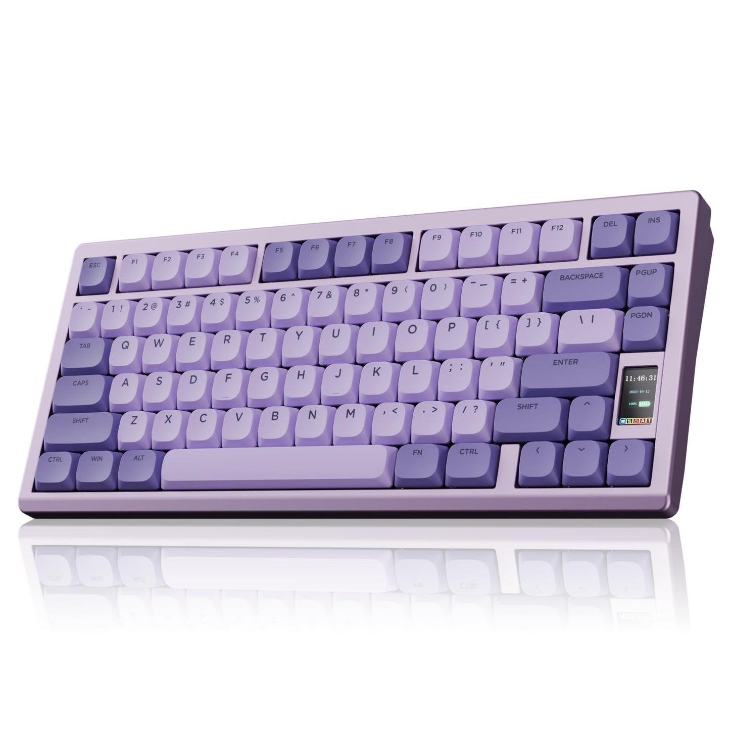 OOCTPK Mechanical Keyboard - Chilkey ND75 LP Wireless, LCD Screen, RGB Custom, UltraThin, Purple, PC/Mac Compatible