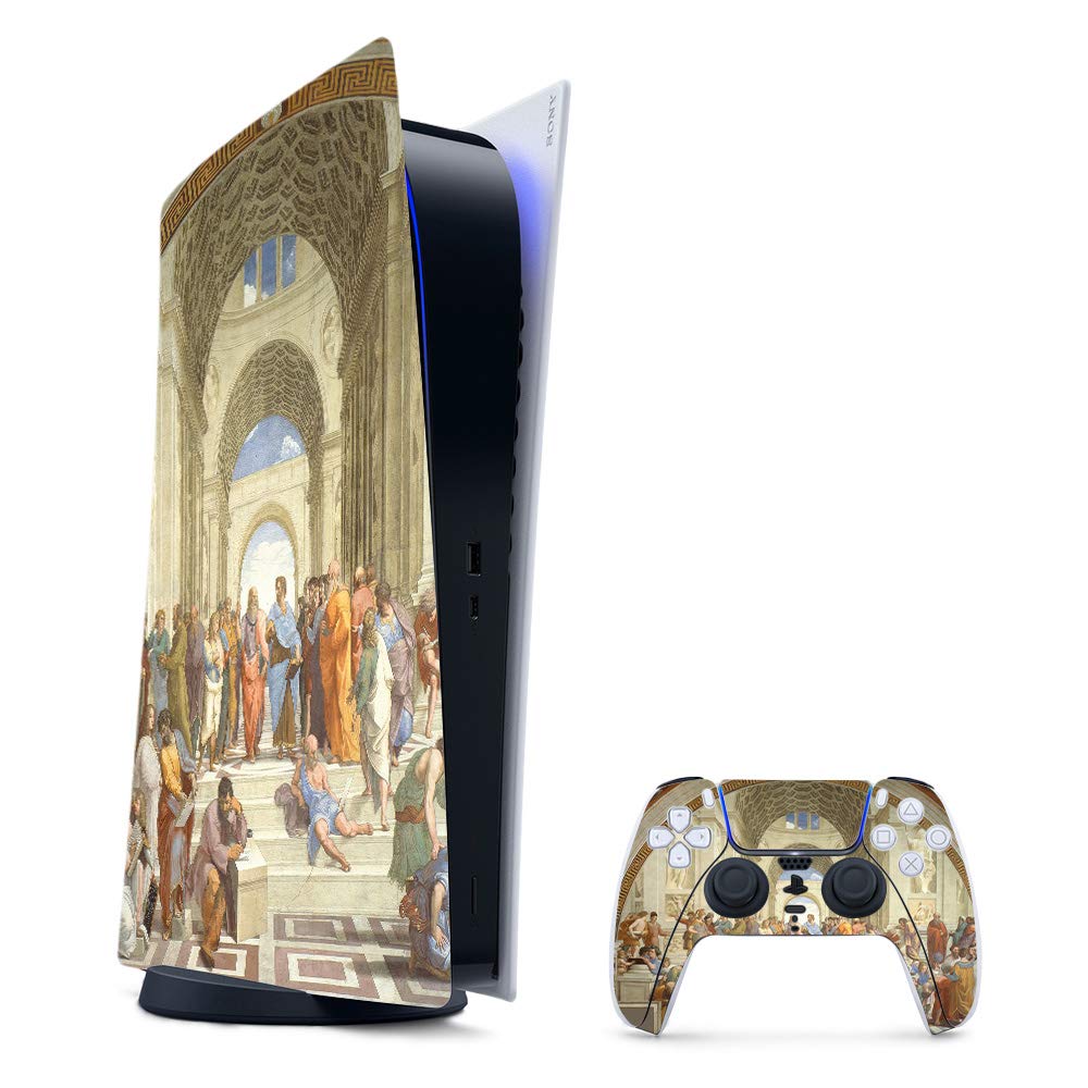 MightySkins Gaming Skin for PS5 / Playstation 5 Digital Edition Bundle - School of Athens | Protective Viny wrap | Easy to Apply and Change Styles | Made in The USA