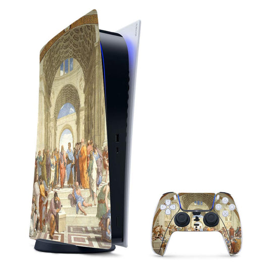 MightySkins Gaming Skin for PS5 / Playstation 5 Digital Edition Bundle - School of Athens | Protective Viny wrap | Easy to Apply and Change Styles | Made in The USA