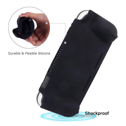 CHIN FAI Silicone Protective Case for Nintendo Switch Lite - Soft Grip, Ergonomic Handles, Black, Includes 4 Thumb Stick Caps