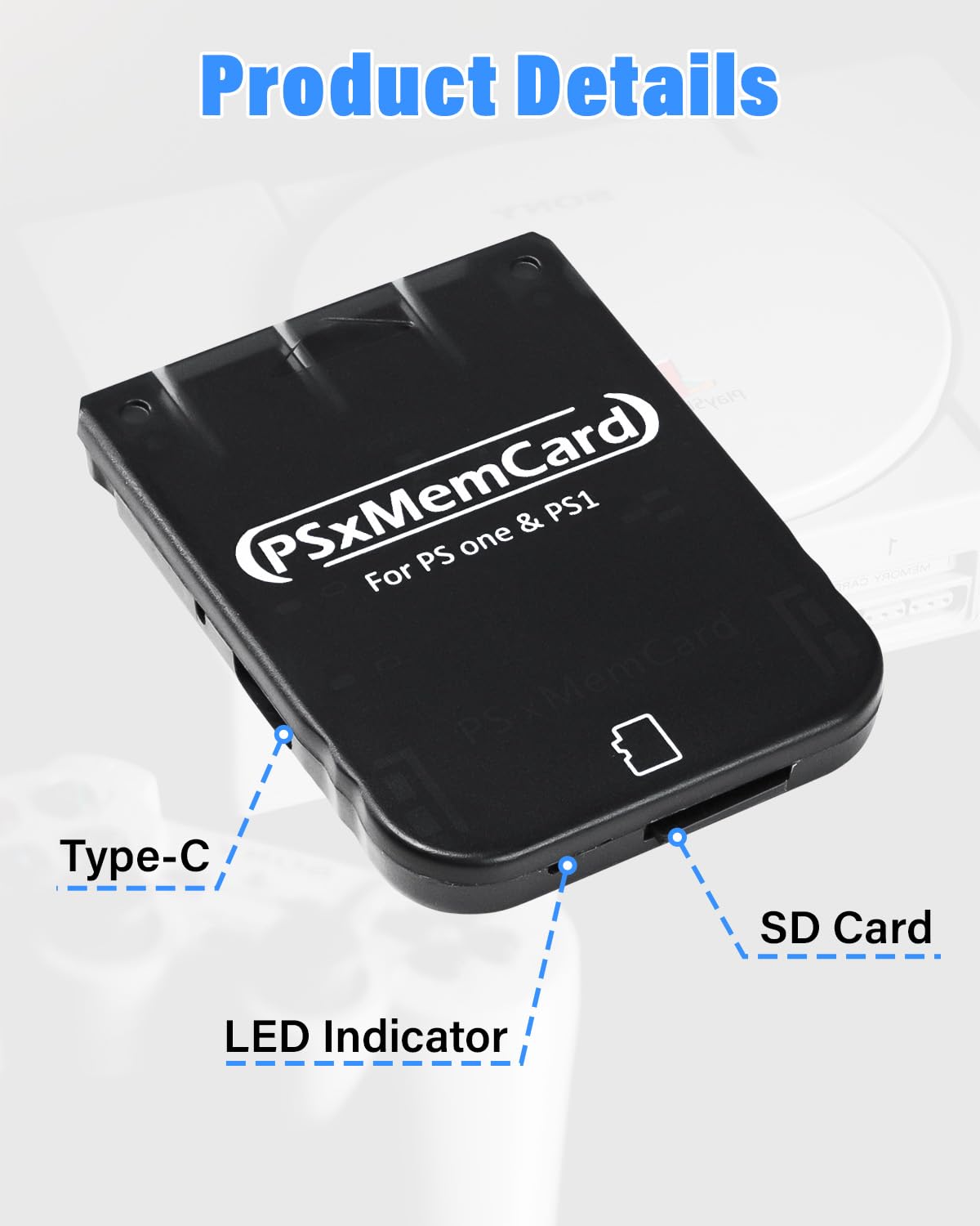 JZW-Shop PS1 Memory Card - 512MB High Speed Game Saver for PS1 & PS One, Black, Model: 7d2be139-1185-497a-aed9