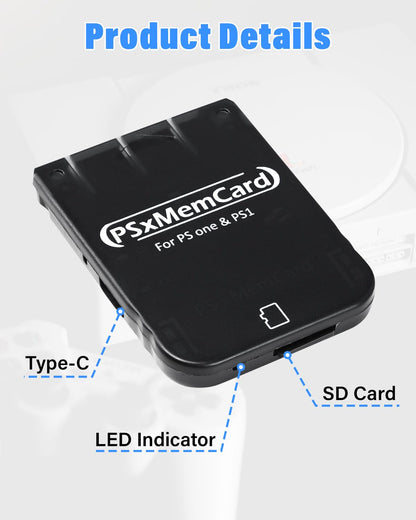 JZW-Shop PS1 Memory Card - 512MB High Speed Game Saver for PS1 & PS One, Black, Model: 7d2be139-1185-497a-aed9