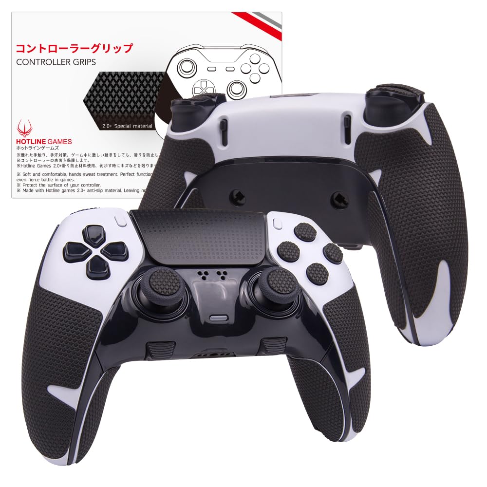 HOTLINEGAMES 2.0 Plus Controller Grip Compatible with PS5 Dualsense Edge Controller Controllers Grips Tape  Anti-Slip  Sweat-Absorbent  Easy to Apply (for Handle Grips+Buttons+control buttons)