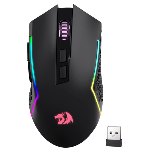 Redragon M693 Wireless Gaming Mouse - 8000 DPI, 3-Mode Connection, 7 Macro Buttons, Black, Standard Size for PC/Mac/Laptop