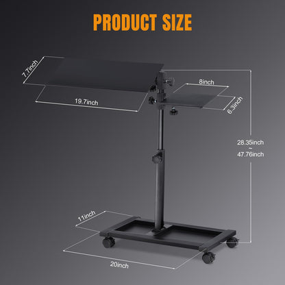 GTPLAYER Adjustable Racing Keyboard & Mouse Tray - Rolling with Wheels, Small, Black, Model S07