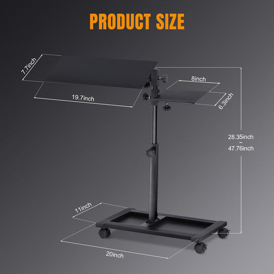 GTPLAYER Adjustable Racing Keyboard & Mouse Tray - Rolling with Wheels, Small, Black, Model S07